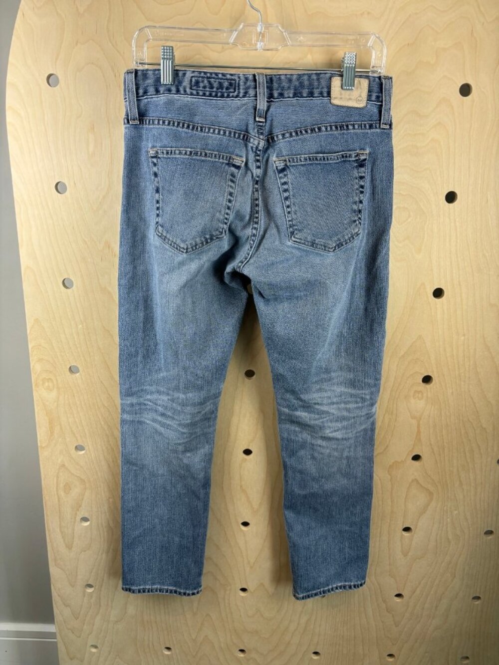 AG Adriano Goldschmied Womens Blue Distressed Denim Straight Jeans Size 27 R - Picture 5 of 9